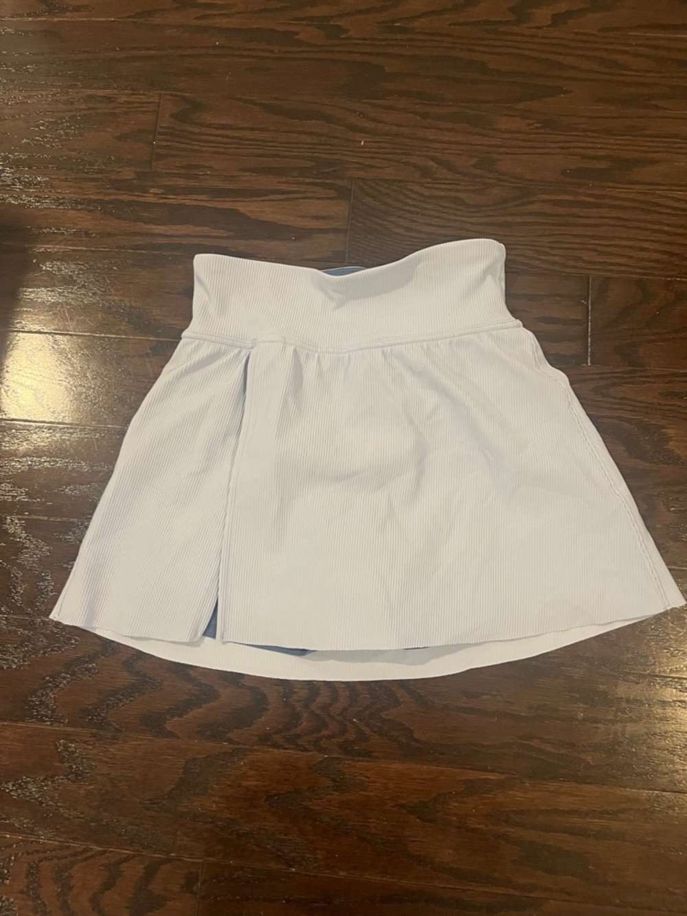 SPANX Light Blue Ribbed Skater Skirt with Front Slit